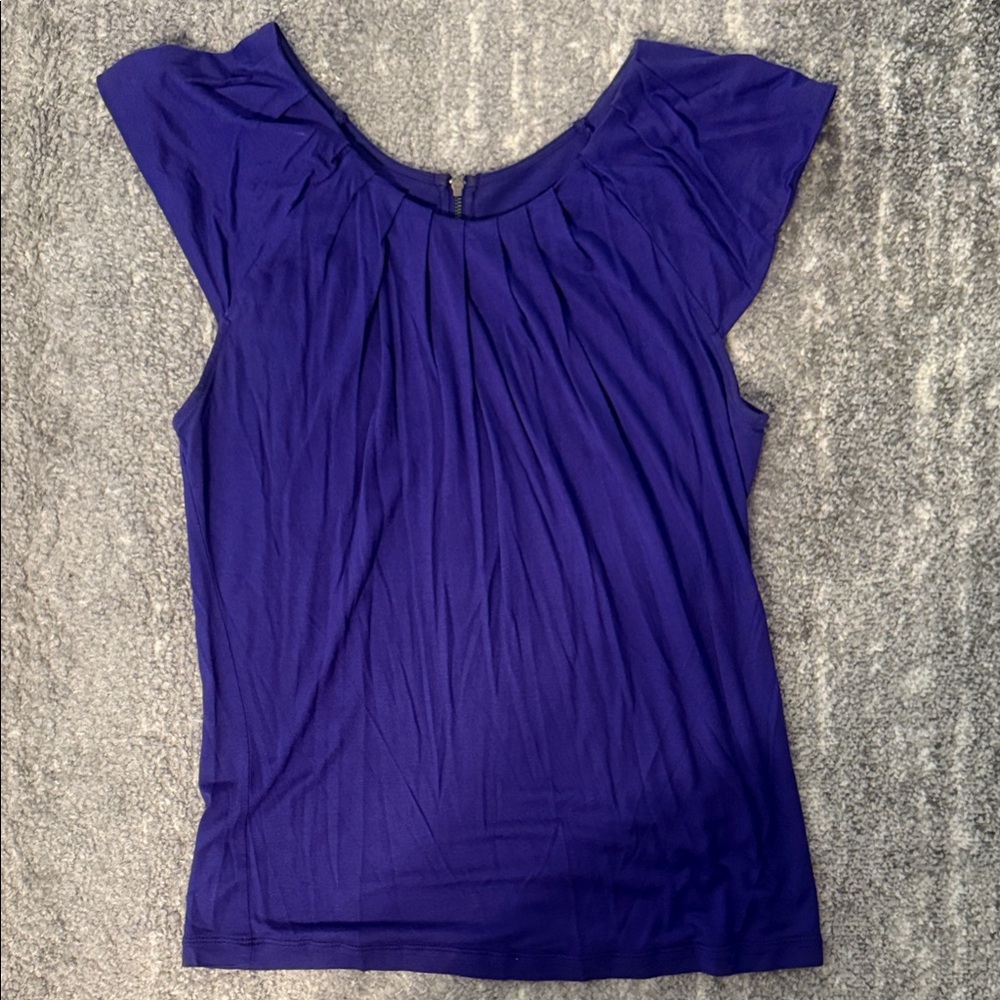 Banana Republic Purple Pleated Short Sleeve Blouse